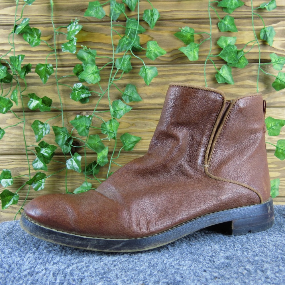 Franco Sarto Marcus Womens Brown Leather Ankle Boots Zip Up Comfortable‎ 8.5 Med